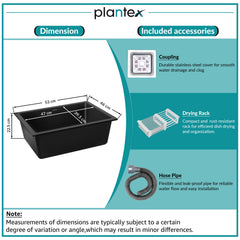 Plantex Quartz Single Bowl Kitchen Matt Sink/Sink For Kitchen/Undermount/Top Mounted (Black - 21X18 Inches)-2