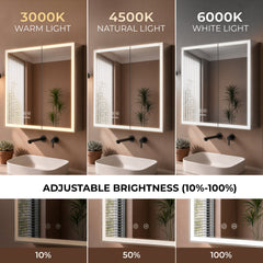 Plantex 304 Stainless Steel Bathroom Cabinet with Mirror/Bathroom Cabinet Storage/LED Mirror Cabinet for Bathroom Wall (18x18 Inch-LED & Defogger/Chrome/Double Door)-6
