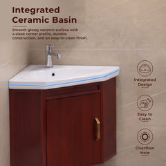Plantex Vanity Set for Bathroom/Wall Mount Vanity Cabinet with Washbasin and Mirror/Corner Washbasin with Unbrackable Cabinet Full Set/Bathroom Accessories - (461, Brown)-3