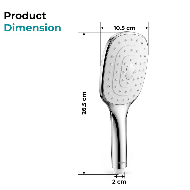 Plantex ABS Hand Shower for Bath/Self Cleaning Hand Shower/Rectangle Shower Head for Home & Hotel/Handheld Shower Without Hose Pipe - (Chrome, H326)-2