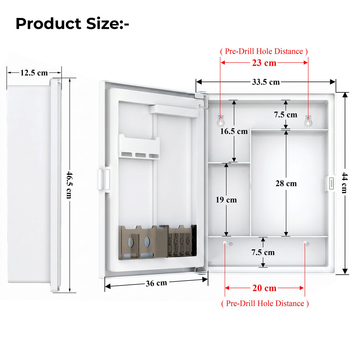 Plantex LED Mirror Cabinet for Bathroom/ABS Storage Cabinet/Mirror Cabinet for Wall/Mirror with Storage for Bathroom - 18x14 Inch (CAB-118, White)-2