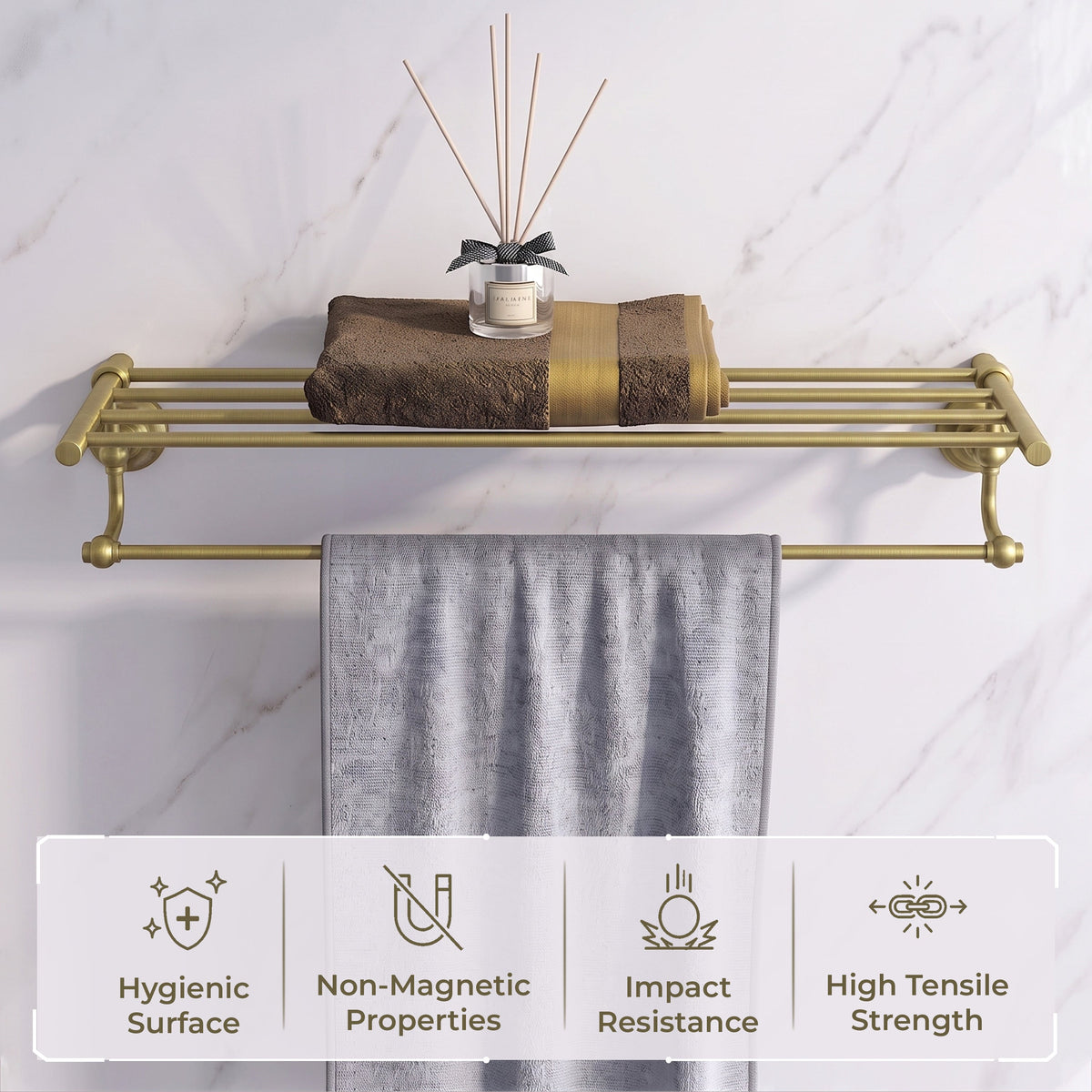 Plantex 304 Grade Stainless Steel 24 inch Towel Rack for Bathroom/Towel Stand/Hanger/Bathroom Accessories - Skyllo (Antique)-6