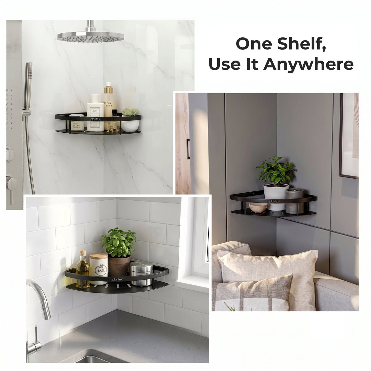 Plantex Bathroom Corner Shelf for Wall Mount/304 Grade Stainless Steel Corner Shelf for Bathroom with Railings/Bathroom Accessories - Pack of 2 (9x9 inches, Black)-6