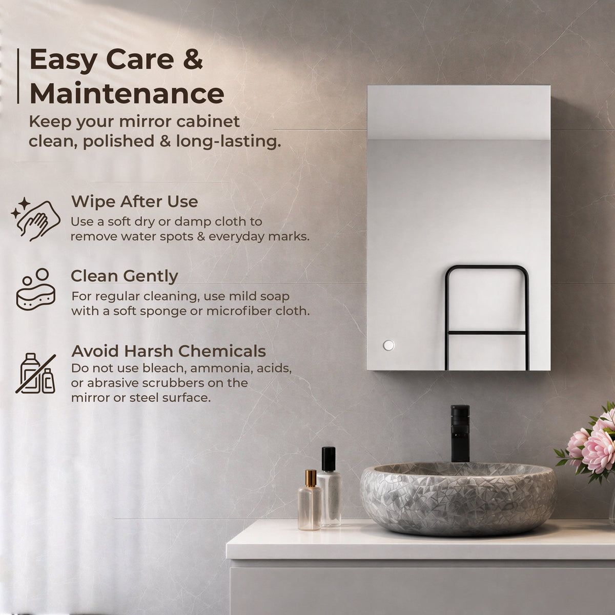 Plantex Bathroom Mirror Cabinet/304 Stainless Steel Bathroom Cabinet with Mirror/Bathroom Storage Cabinet/Wall Mounted Mirror Bathroom Cabinet (10x16 Inch-Chrome)-6