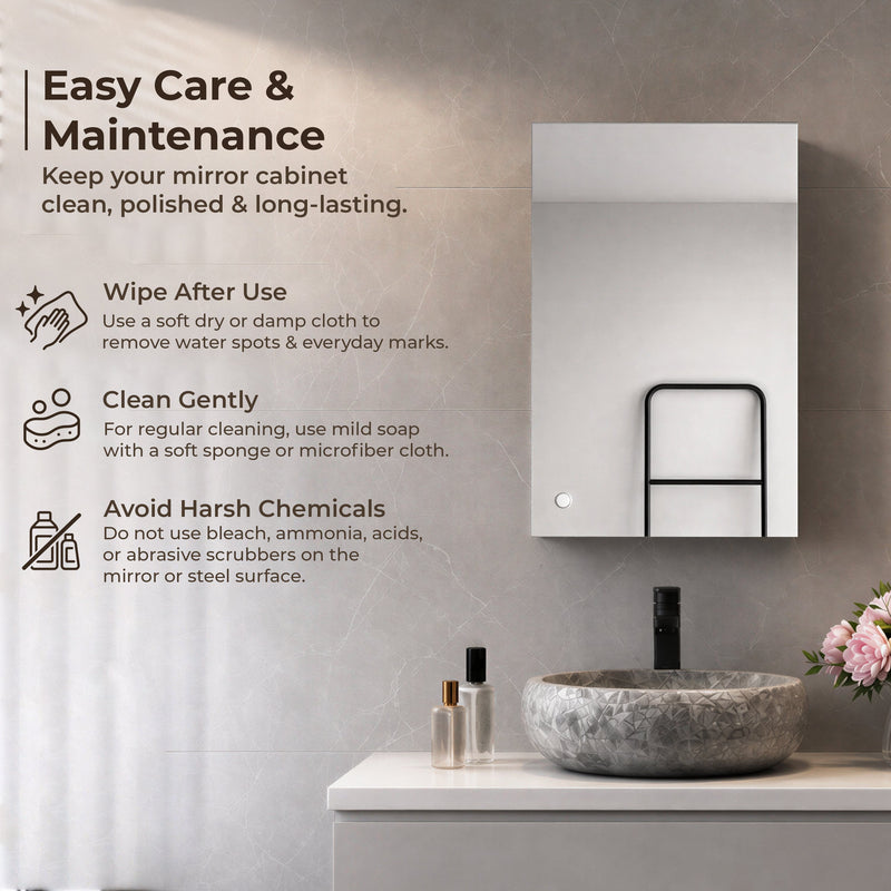 Plantex Bathroom Mirror Cabinet/304 Stainless Steel Bathroom Cabinet with Mirror/Bathroom Storage Cabinet/Wall Mounted Mirror Bathroom Cabinet (10x16 Inch-Chrome)-6