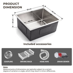 Plantex Guranteed Stainless Steel 304 Grade Kitchen Sink/Undermount Sink for Kitchen with 7 Years of Warranty by Plantex/Single Bowl Sink with Fittings & Drying Rack (Silver Matt - 21x18 Inches)-2