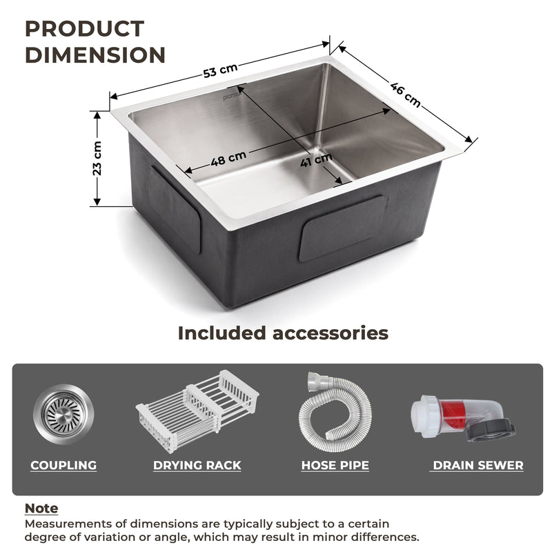 Plantex Guranteed Stainless Steel 304 Grade Kitchen Sink/Undermount Sink for Kitchen with 7 Years of Warranty by Plantex/Single Bowl Sink with Fittings & Drying Rack (Silver Matt - 21x18 Inches)-2