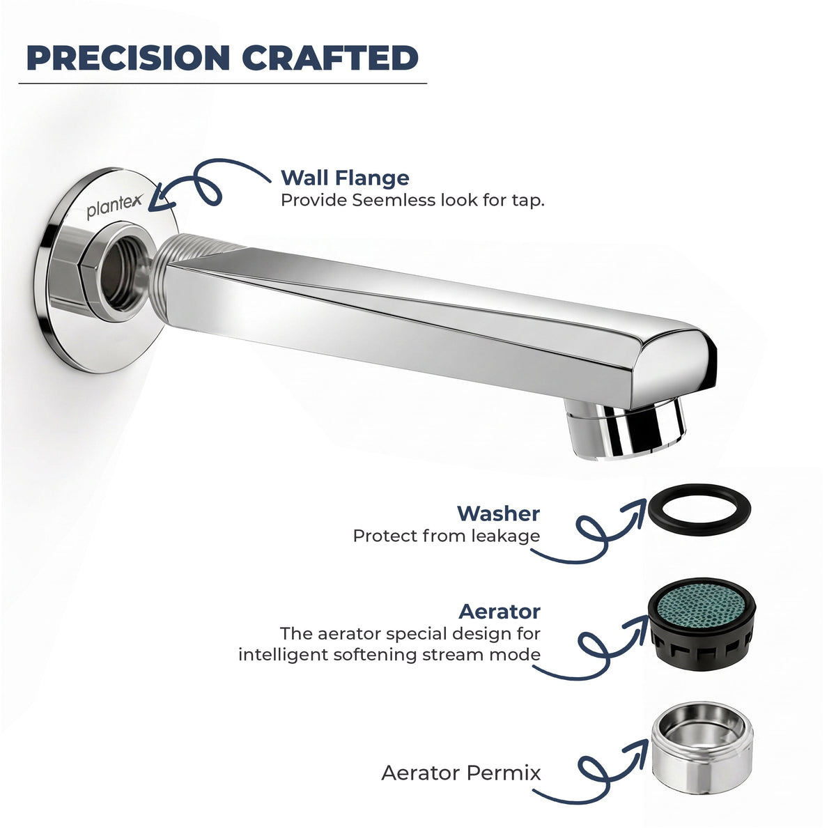 Plantex Bath Tub Spout with Wall Flange/Single Lever Spout/High Flow Tap for Bathroom/Kitchen - Pack of 1 (Chrome)-4