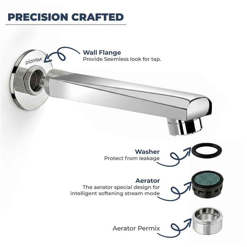 Plantex Bath Tub Spout with Wall Flange/Single Lever Spout/High Flow Tap for Bathroom/Kitchen - Pack of 1 (Chrome)-4