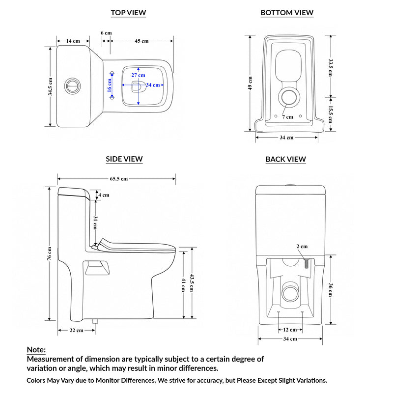 Plantex Platinum Ceramic Commode Toilet/S Trap One Piece Western Toilet/Rim Washdown Flush Commode with Soft Close Toilet Seat Cover (White, Ultra)-2