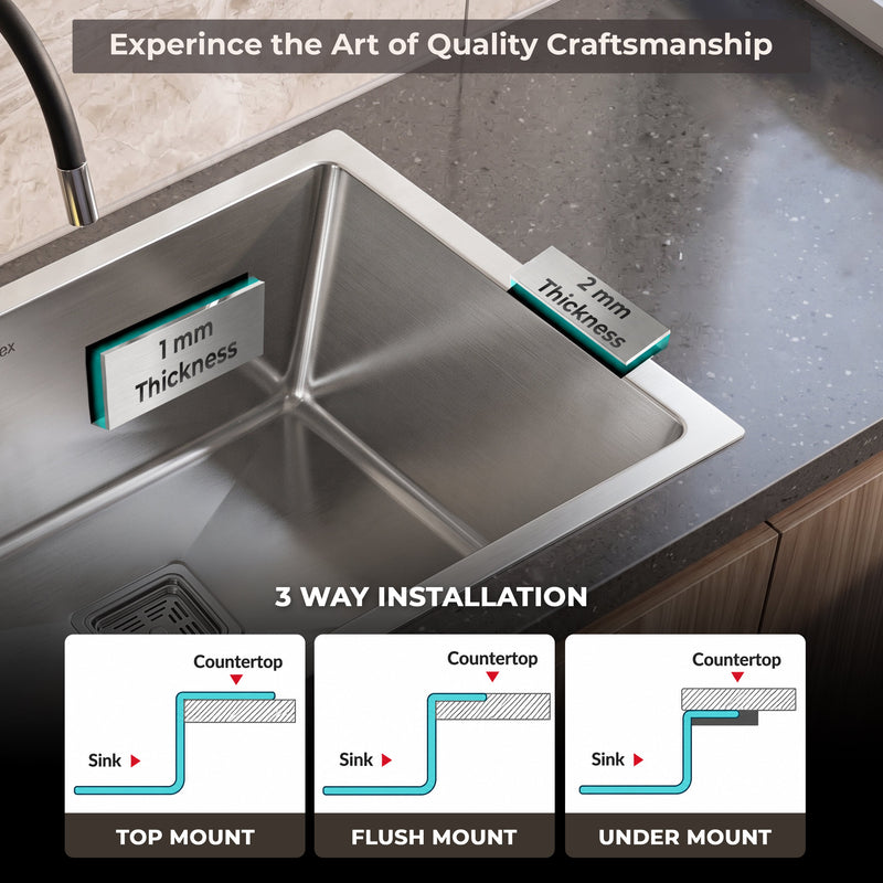 Plantex Heavy Duty Stainless Steel Kitchen Sink/Sink for Kitchen with 25 Years Warranty by Plantex/Single Bowl Sink Square Coupling, Hose Pipes and Drain Rack (Matt-24 x 18 x 9 Inches)-6