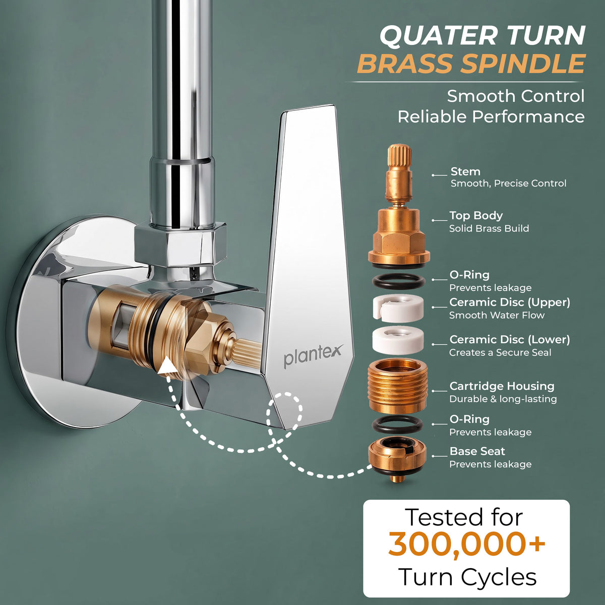 Plantex Angle Valve with Wall Flange & Teflon Tap/Angle Cocke for Bathroom/Bathroom Accessories -Chrome (Celesiya-1244)-5