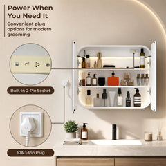 Plantex Stainless Steel Bathroom Cabinet with Mirror/Double Door Bathroom Cabinet Storage/LED Mirror Cabinet for Bathroom Wall/Bathroom Organiser Cabinet (28x23 Inch-White)-4