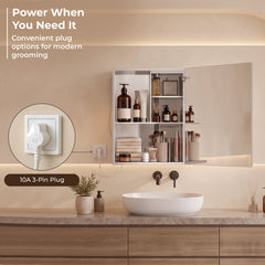Plantex 304 Stainless Steel Bathroom Cabinet with Mirror/Cabinet Storage/LED Mirror Cabinet for Bathroom Wall/Bathroom Organiser Cabinet (14x20 Inch/Chrome)-4