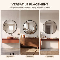 Plantex Aluminium Frame Mirror for Wall/Round Wall Mount Mirror for Bedroom/Dressing Room/Living Room/Entryway - (Dia- 20in - Black)-6