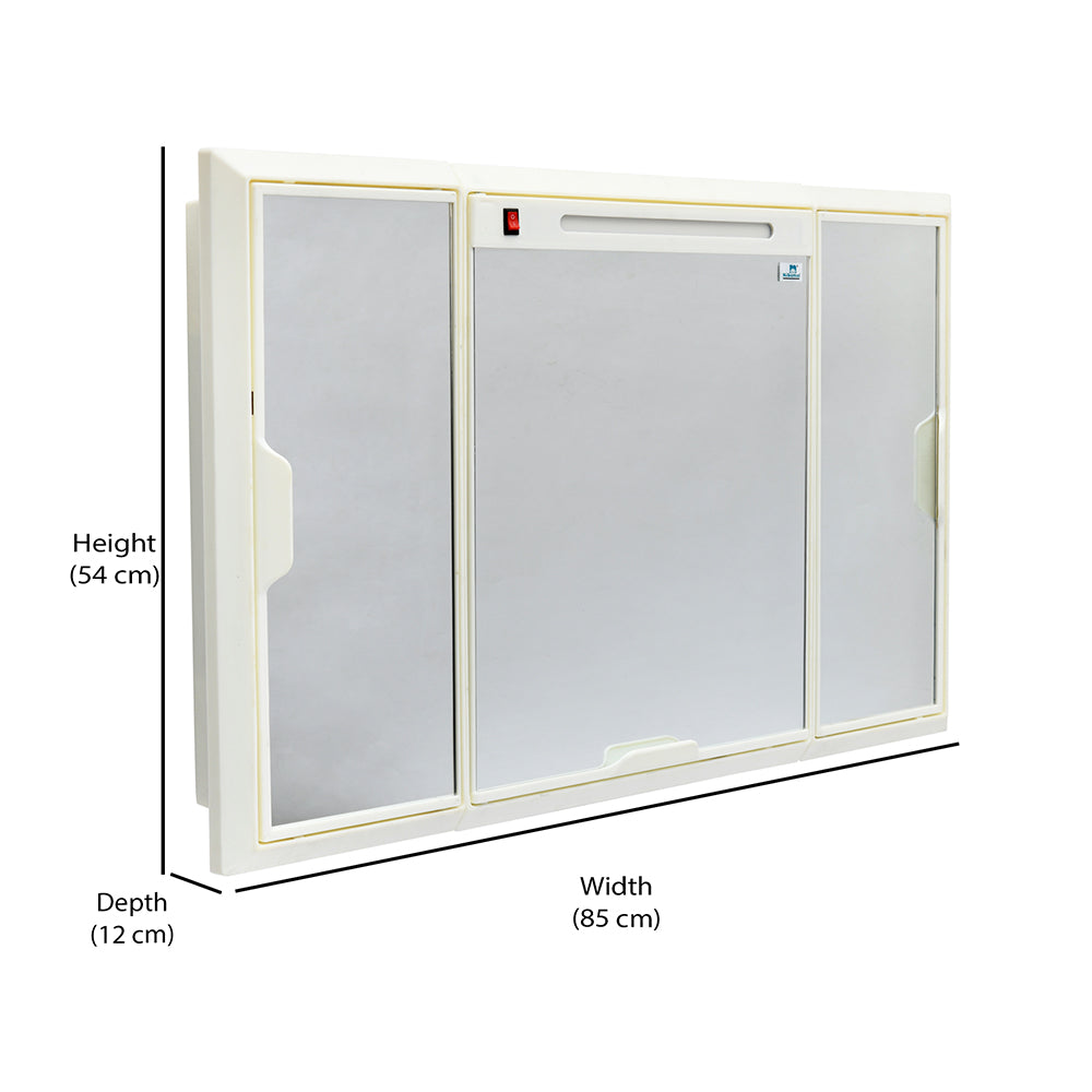 Nilkamal Glory Plastic Cabinet Set with Mirror and LED Diffused Light