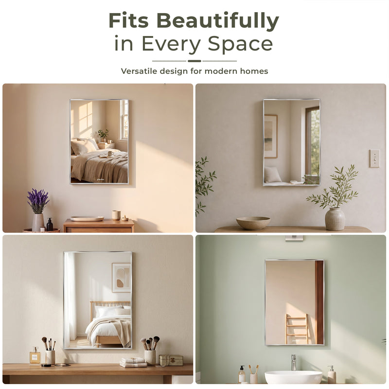 Plantex Frameless Rectangle Mirror for Wall/Mirror with Beveled Smooth Edges for Bathroom/Dressing Room/Living Room/Bedroom/Entryway - (18x12 Inch)-6