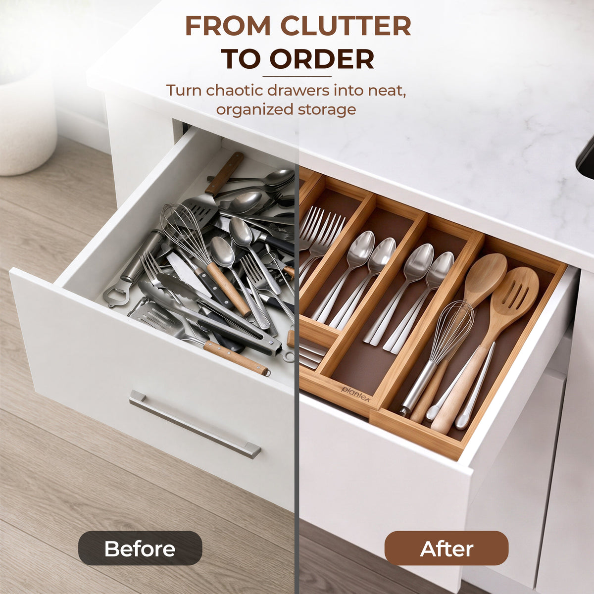 Plantex Cutlery Tray for Kitchen/Adjustable Cutlery Tray with Choping Board-5