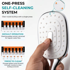 Plantex ABS Hand Shower for Bath/Self Cleaning Hand Shower/Rectangle Shower Head for Home & Hotel/Handheld Shower Without Hose Pipe - (Chrome, H326)-5