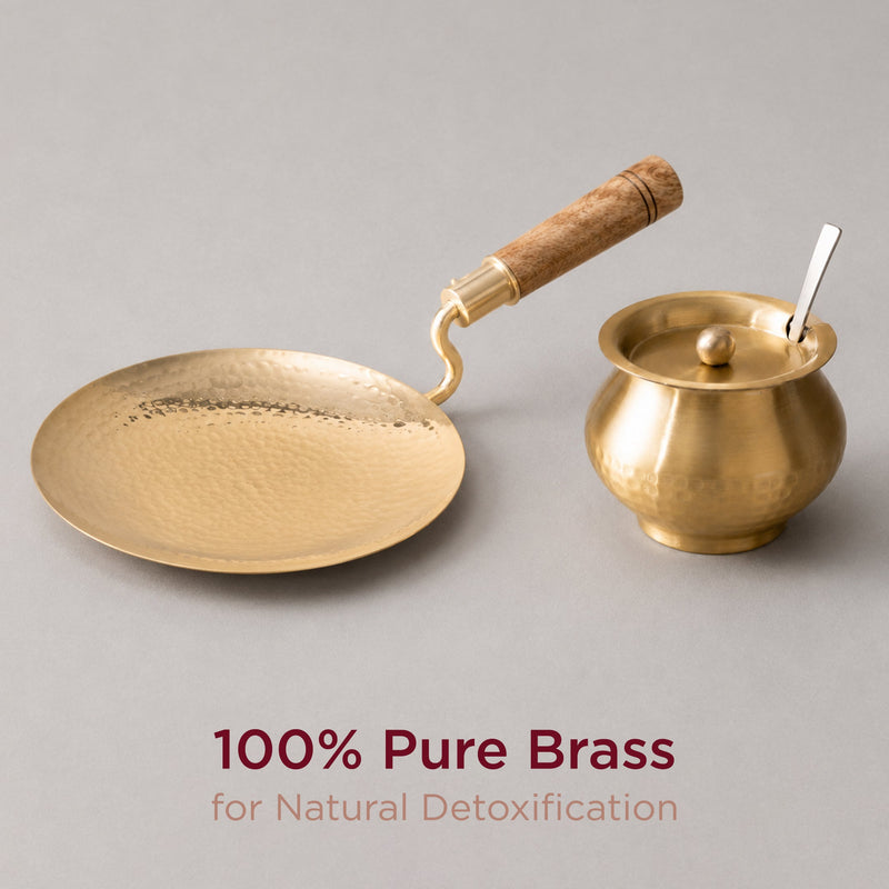 Brass Tawa & Ghee Pot Combo • 1 Unit Each (पीतल का तवा और घी पॉट)