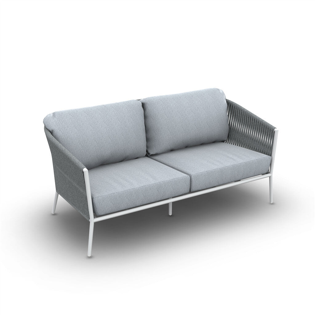 Cosset Outdoor Garden Balcony Sofa Set 2 Seater and 2 Single Seater With 2 Center Table and 1 Side Table Set, Braid & Rope (White + Grey)
