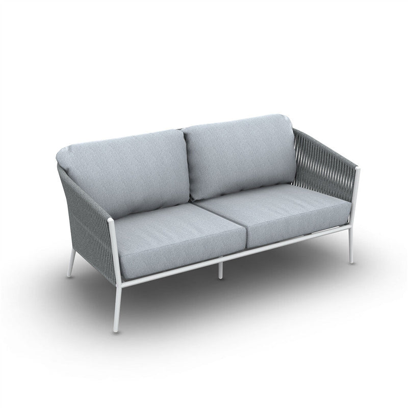 Cosset Outdoor Garden Balcony Sofa Set 2 Seater and 2 Single Seater With 2 Center Table and 1 Side Table Set, Braid & Rope (White + Grey)
