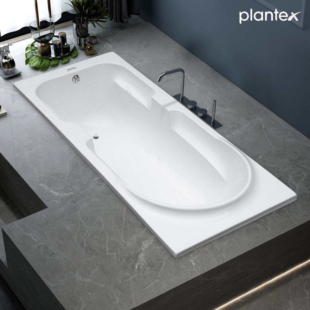 Plantex Bathtub For Bathroom/Bath tub for Adults/Deep Soaker Bathtub with Overflow and Waste Coupling Accessories (White - 1670 mm)-4