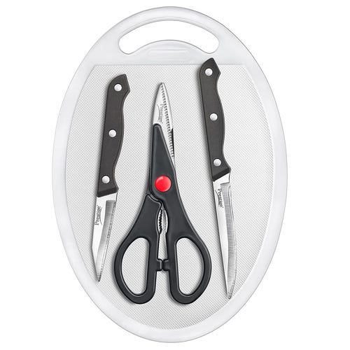 Prestige Tru-Edge 4 Pc Knife Set (Utility Knife, Paring Knife, Scissors, and Board)