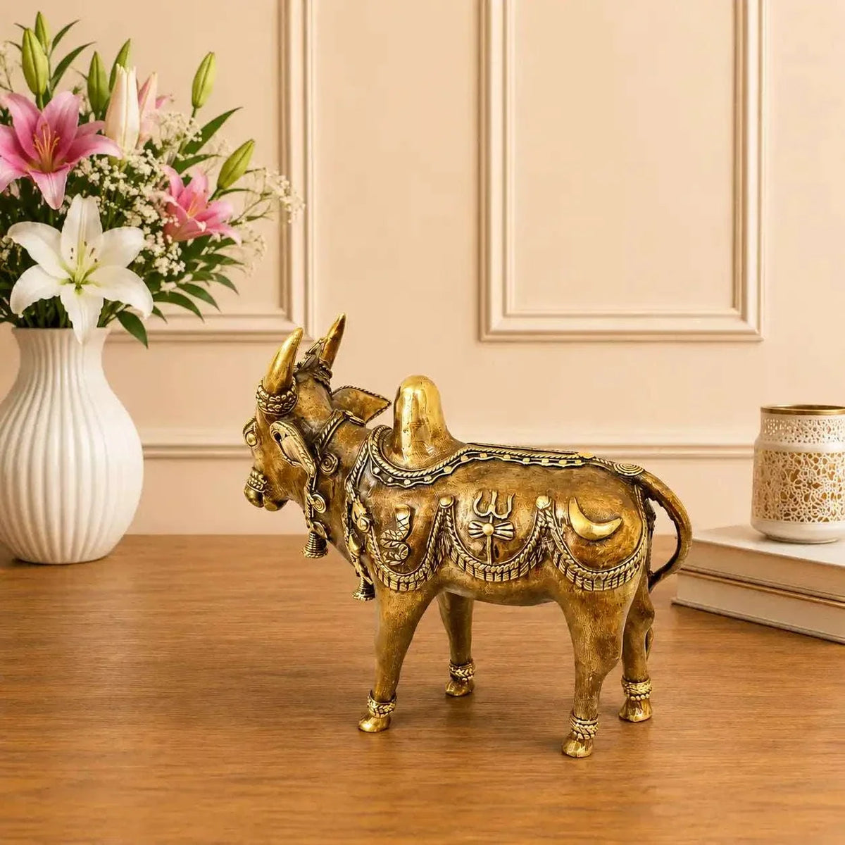 Brass Dhokra Standing Nandi Idol (7 Inch)