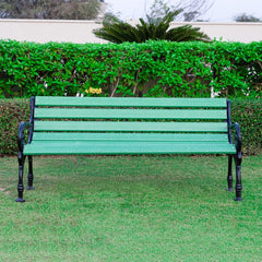 Brin Cast Iron 3 Seater FRP Garden Bench for Outdoor Park - (Green + Black)