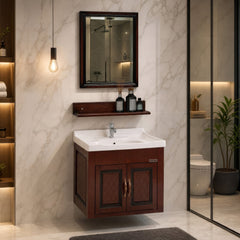 Plantex Unbrekable Bathroom Vanity Cabinet & Washbasin Set/Washbasin with Cabinet/Vanity Basin for Bathroom with Mirror (Brown)-1
