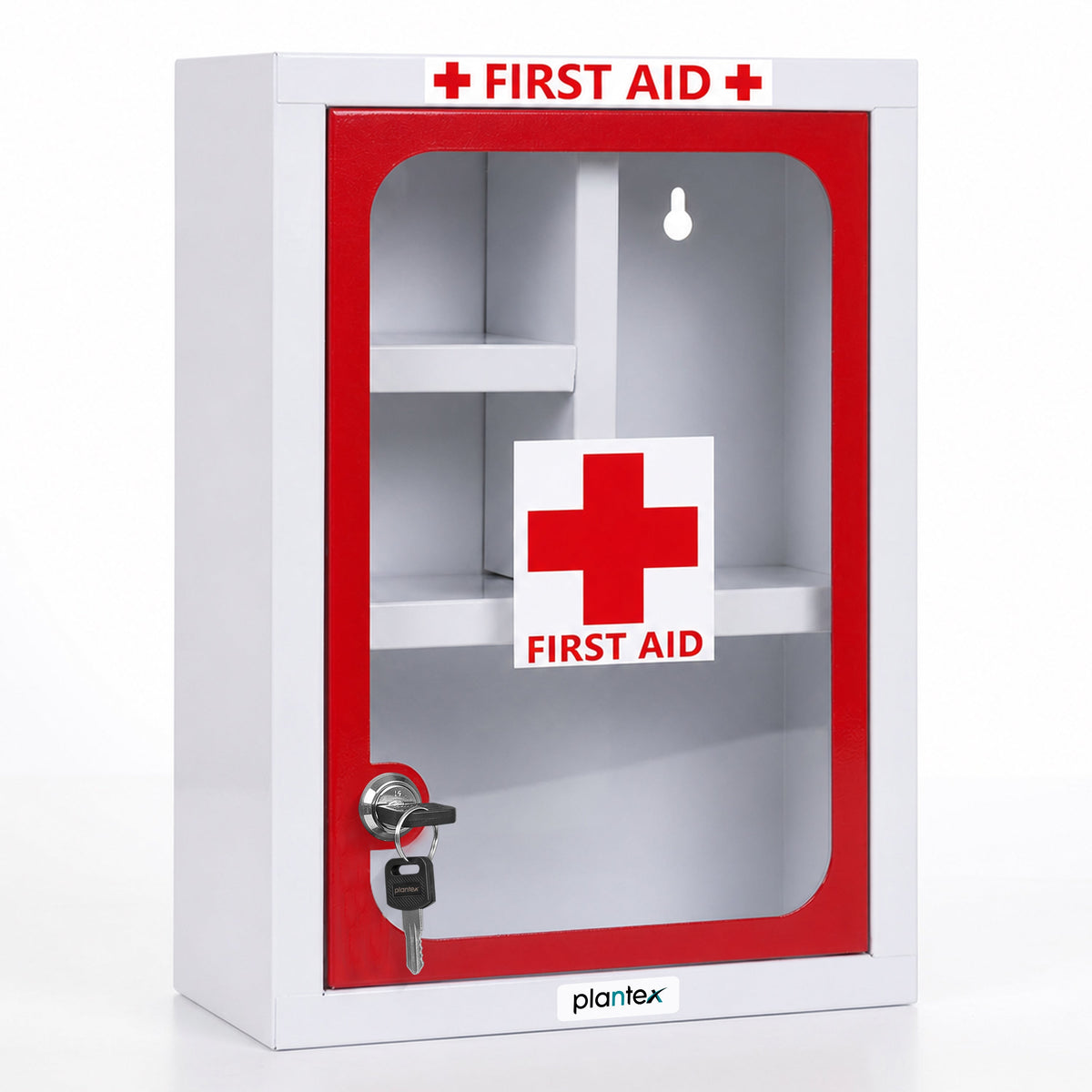 Plantex First Aid Box/Medicine Storage Box/Emergency First Aid Kit Box/Medical Box for Home, School & Office/Medicine Organizer with Multi Compartment - (Red & White) Big Size Wall Mount GI Steel-1