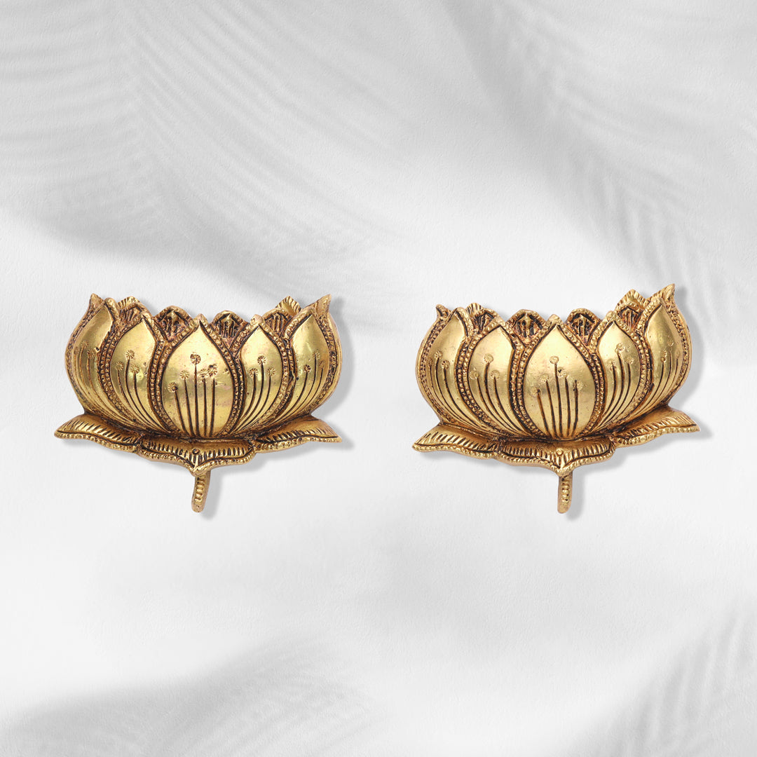 Exquisite Brass Hanging Lotus Flower Pair – 3.5 Inch | Divine Decor Accent