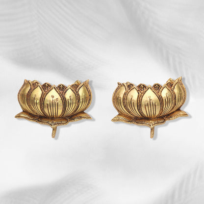 Exquisite Brass Hanging Lotus Flower Pair – 3.5 Inch | Divine Decor Accent