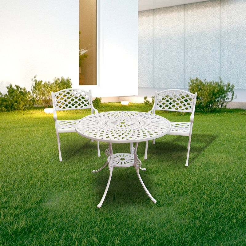 Natale Cast Aluminium Garden Patio Seating 2 Chair and 1 Table Set
