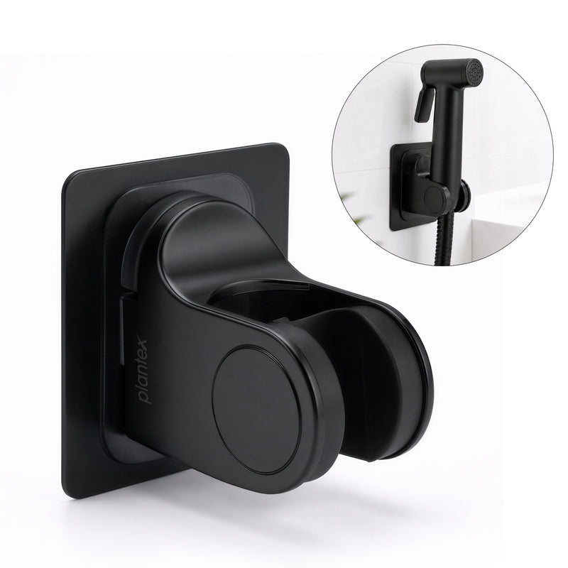 Plantex ABS Hand Shower Holder For Bathroom/Strong Self Adhesive Adjustable Handheld Shower/No Drilling Wall Mount Bracket - Pack of 1 (Black)-3