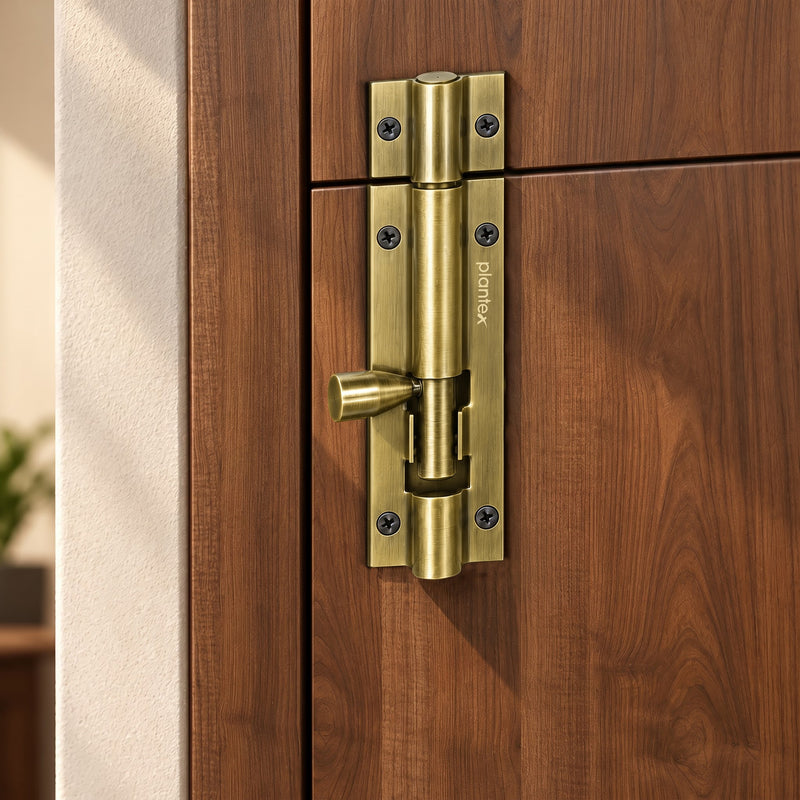 Plantex Stainless Steel Tower Bolt/Tower Bolt for Home,Offices Doors and Windows/Tower Bolt for Main Door/Door Latch/Kundi/Chitakini/Door Latch for Windows - Pack of 6 (Brass Antique, 4 inch)-3