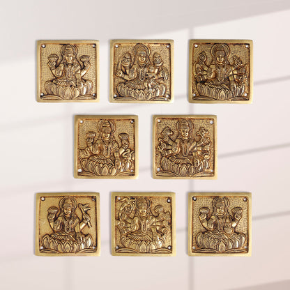 Brass Ashtalakshmi Hanging Plates Set (4 Inch)