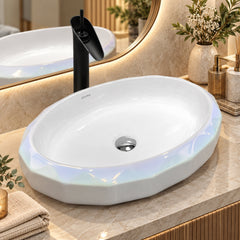 Plantex Table Top Wash Basin For Bathroom/Designer Ceramic Basin/Countertop Vessel Sink Basin - Indo-European Collection (24x 16 x 5 Inch)-1