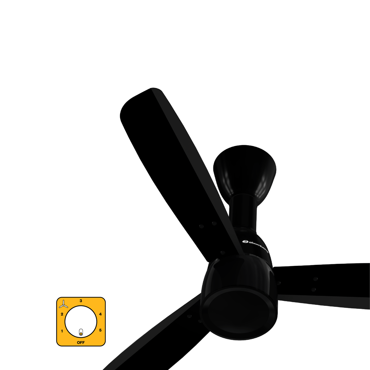 atomberg Renesa Prime Crest 900mm BLDC Ceiling Fan with Regulator | 5 Star | Advance Air+ Technology | 180 CMM | Low Noise | Sleek Design | 3 Year Warranty (Gloss Black)