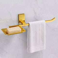 Plantex 304 Grade Stainless Steel Soap Dish with Napkin Ring/Soap Stand/Soap Holder/Napkin Holder/Towel Hanger for Bathroom/Bathroom Accessories - Pack of 1 (Crystal, PVD Gold)-1