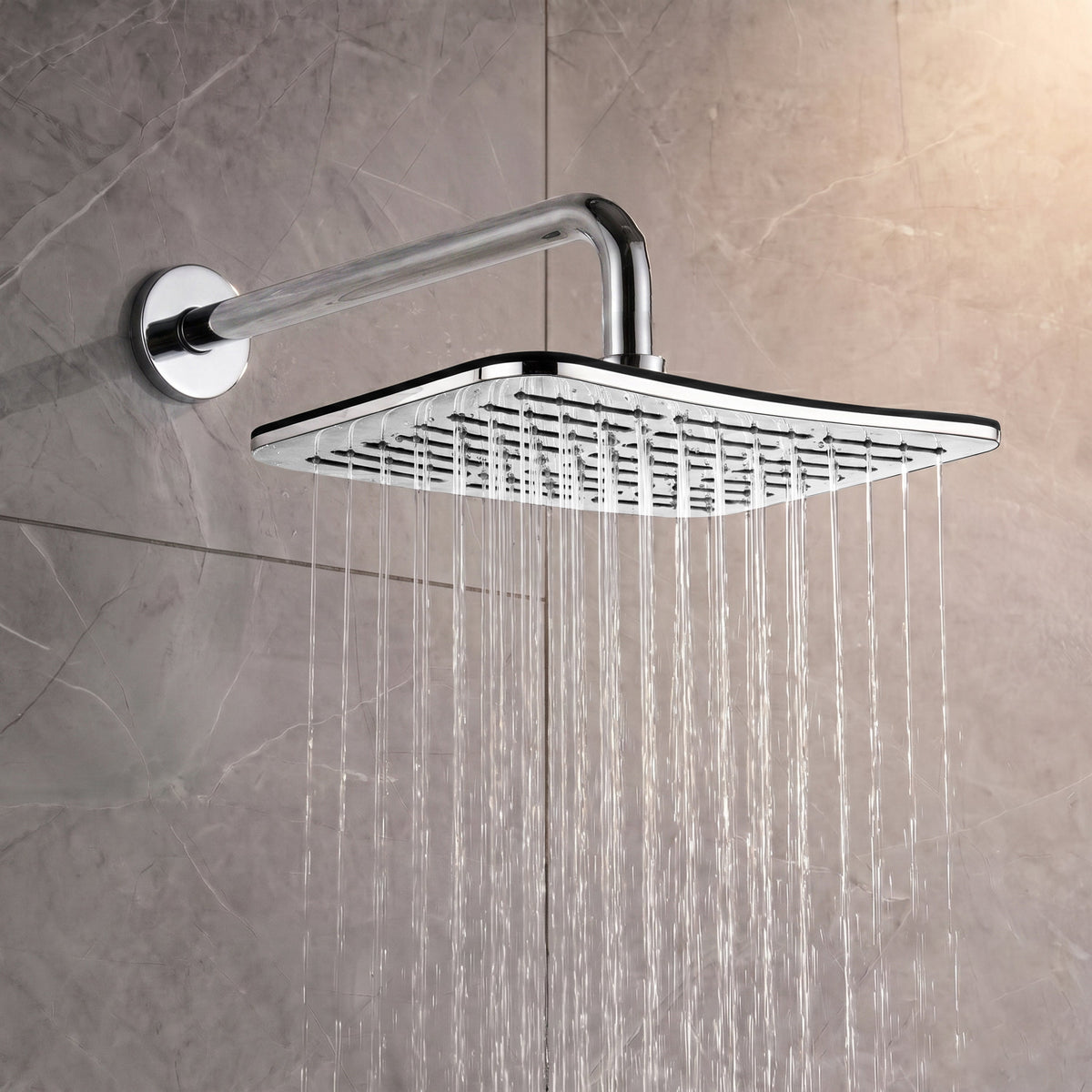 Plantex ABS Shower Head for Bathroom/12x8 inch Head for bathroom/Rain Showers Head for bathroom/Pressurized Showers Head (Chrome, D399)-1