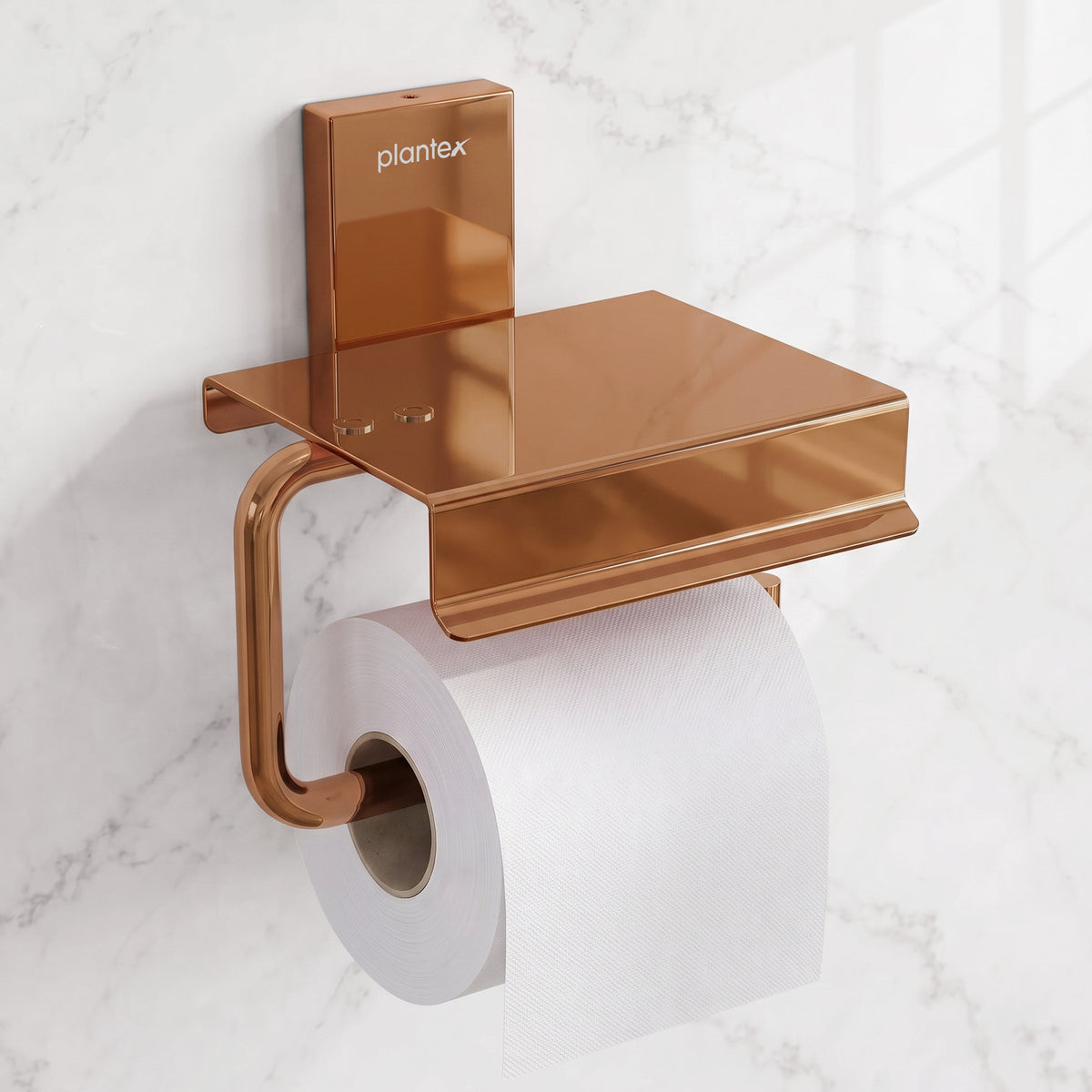 Plantex 304 Grade Stainless Steel Stylish and Durable Toilet Paper Stand/Bathroom Tissue Paper Holder with Mobile Stand/Bathroom Accessories (Crystal,PVD Rose Gold)-1