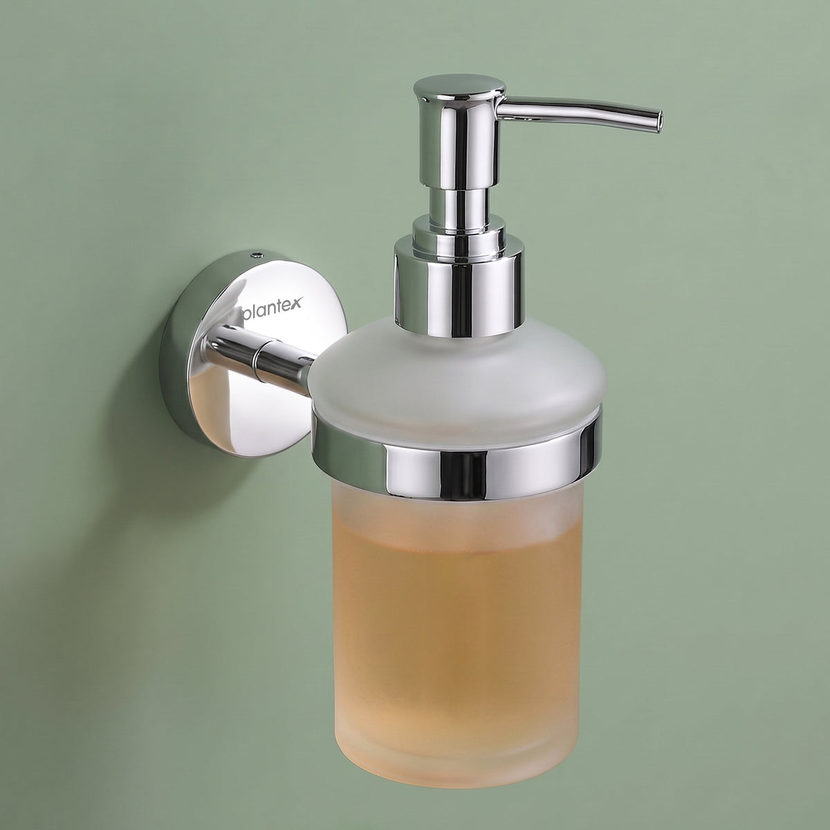 Plantex Brezza Stainless Steel Glass Liquid Soap Dispenser/Shampoo Dispenser/Handwash Dispenser/Bathroom Accessories - Chrome-1
