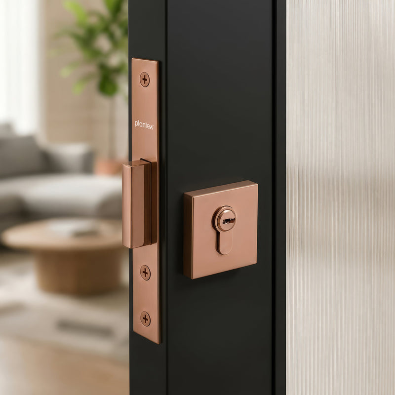 Plantex Dead Lock for Main Door/Lock with Brass 70mm Cylinder with Lock Body and 3 Computerized Keys - Pack of 1 (PVD Rose Gold)-1
