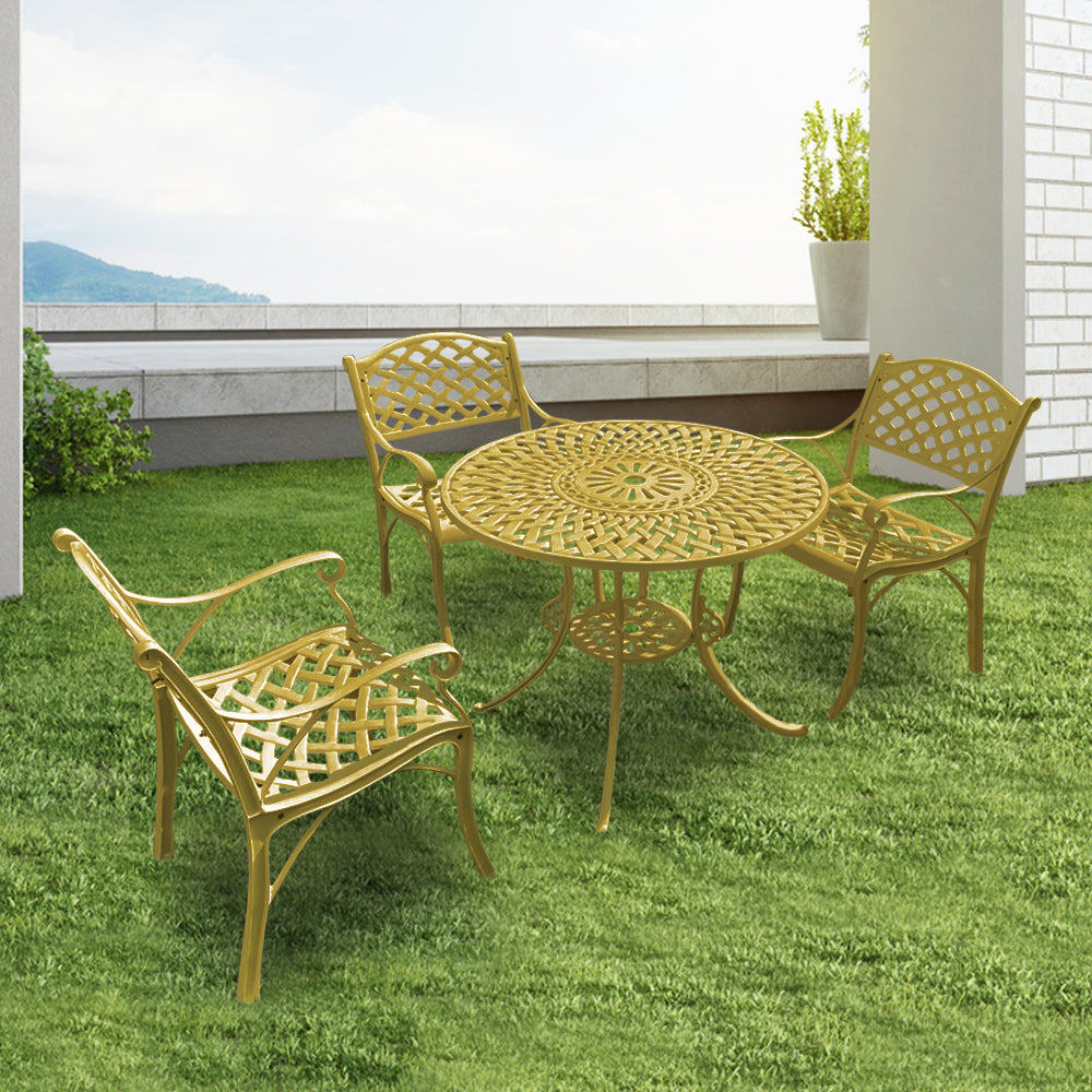 Marino Cast Aluminium Garden Patio Seating 3 Chair and 1 Table Set