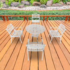 Lucio Cast Aluminium Garden Patio Seating 4 Chair and 1 Table Set