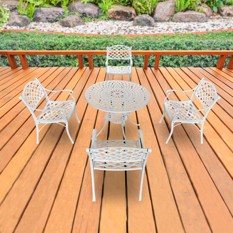 Lucio Cast Aluminium Garden Patio Seating 4 Chair and 1 Table Set