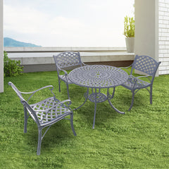 Marino Cast Aluminium Garden Patio Seating 3 Chair and 1 Table Set