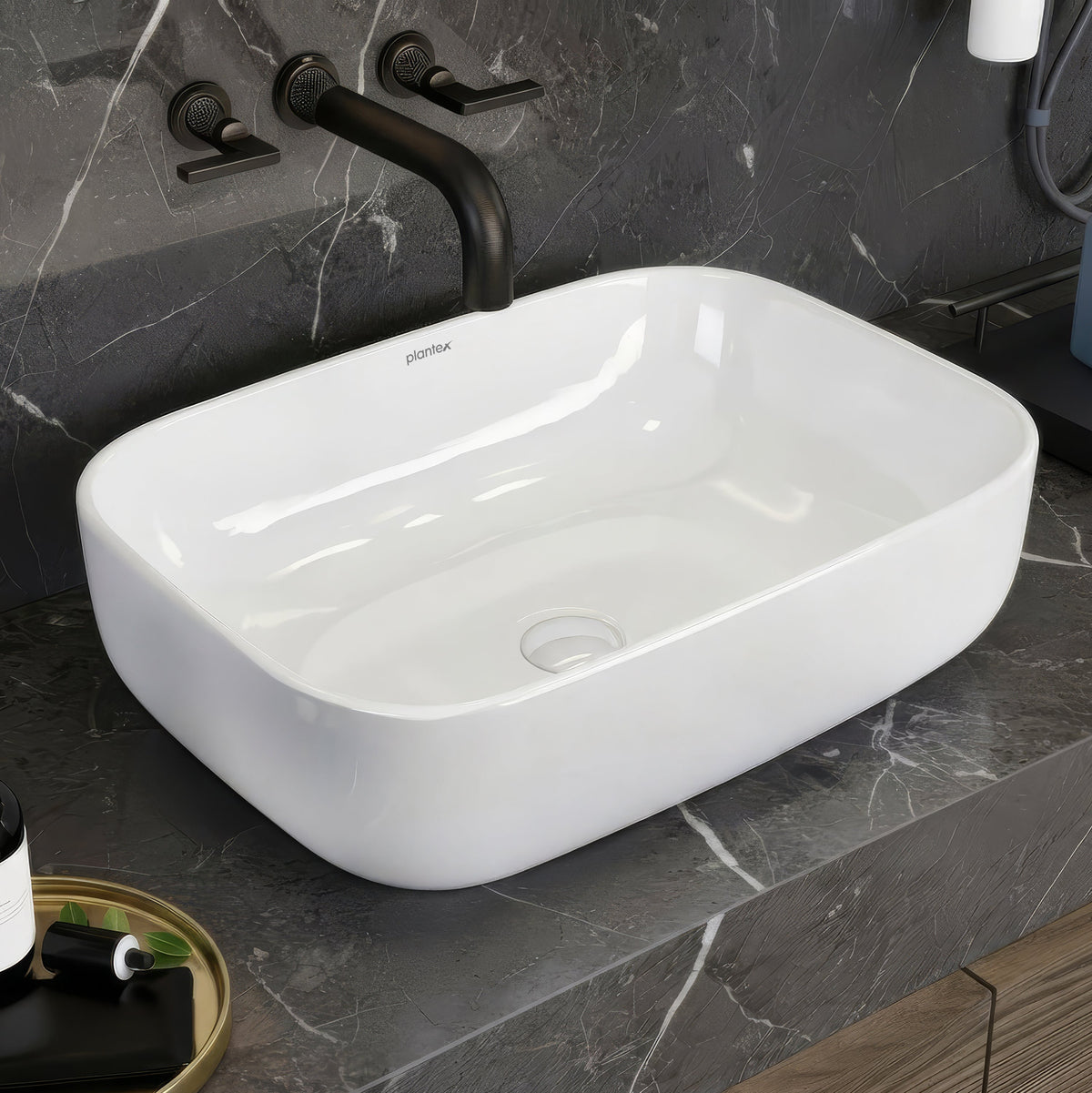 Plantex Platinum Ceramic Table Top Wash Basin with 10 Years Glaze Warranty/Countertop Basin for Bathroom/Small Washbasin (White - 18 x 13 x 5 Inch)-1